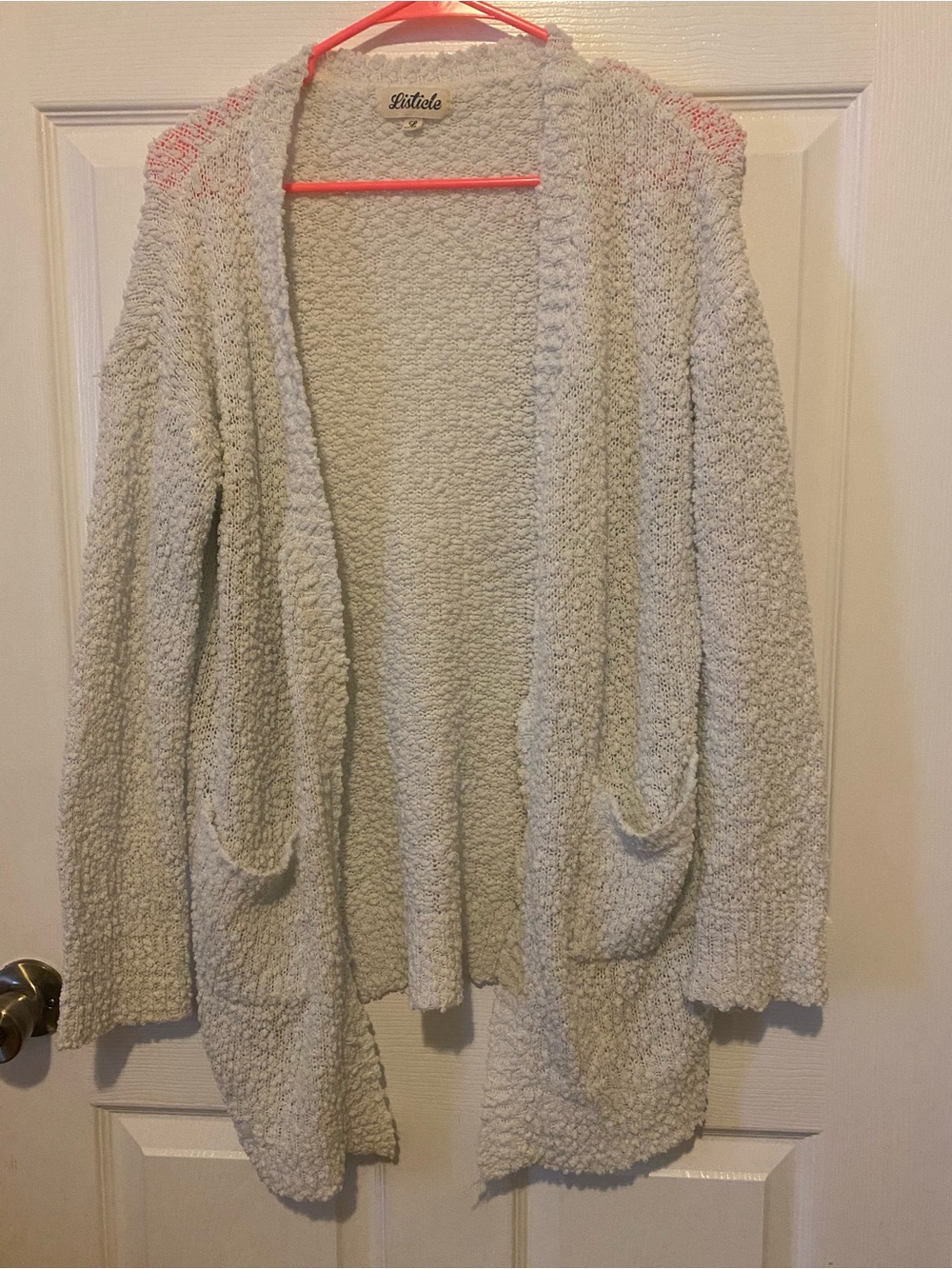 Listicle Ivory Bouclé Open-Front Cardigan Sweater